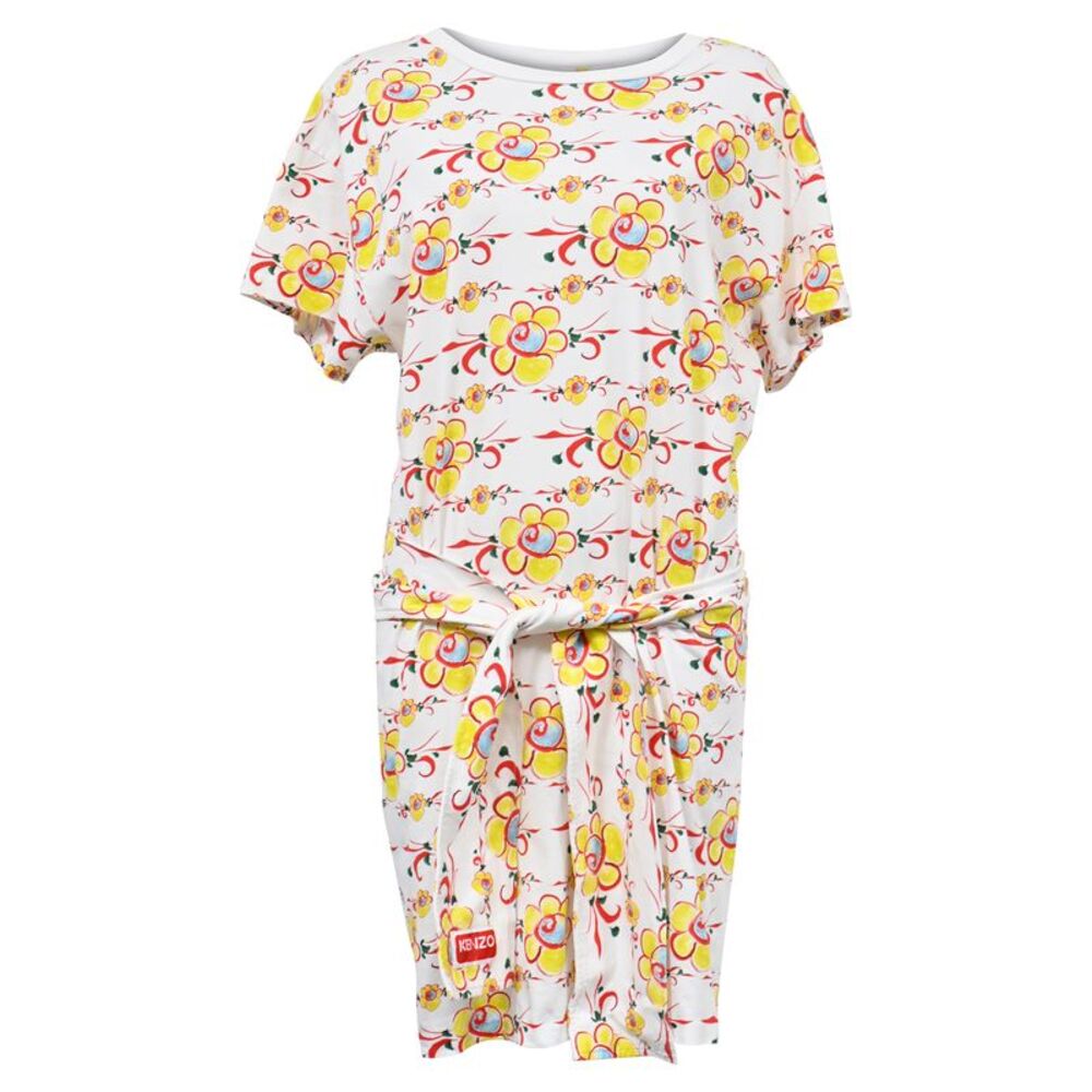 Kenzo Floral Print T-Shirt Dress in Multicolor Cotton